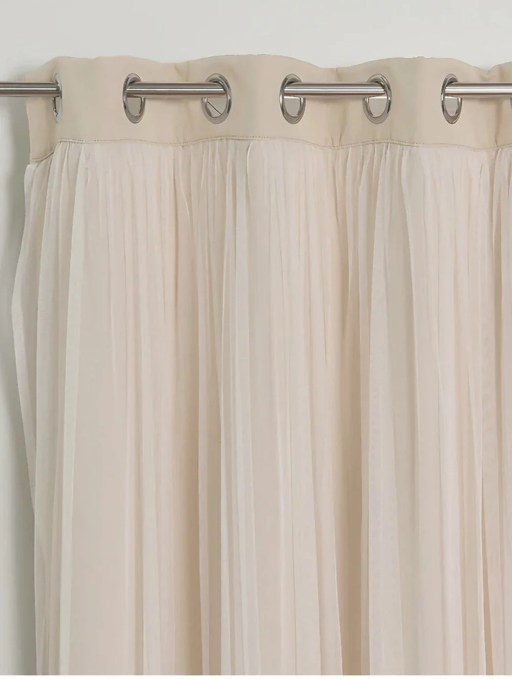 Blackout Grommet Curtains - Marry Me Beige with Beige Tulle 2-panel Package